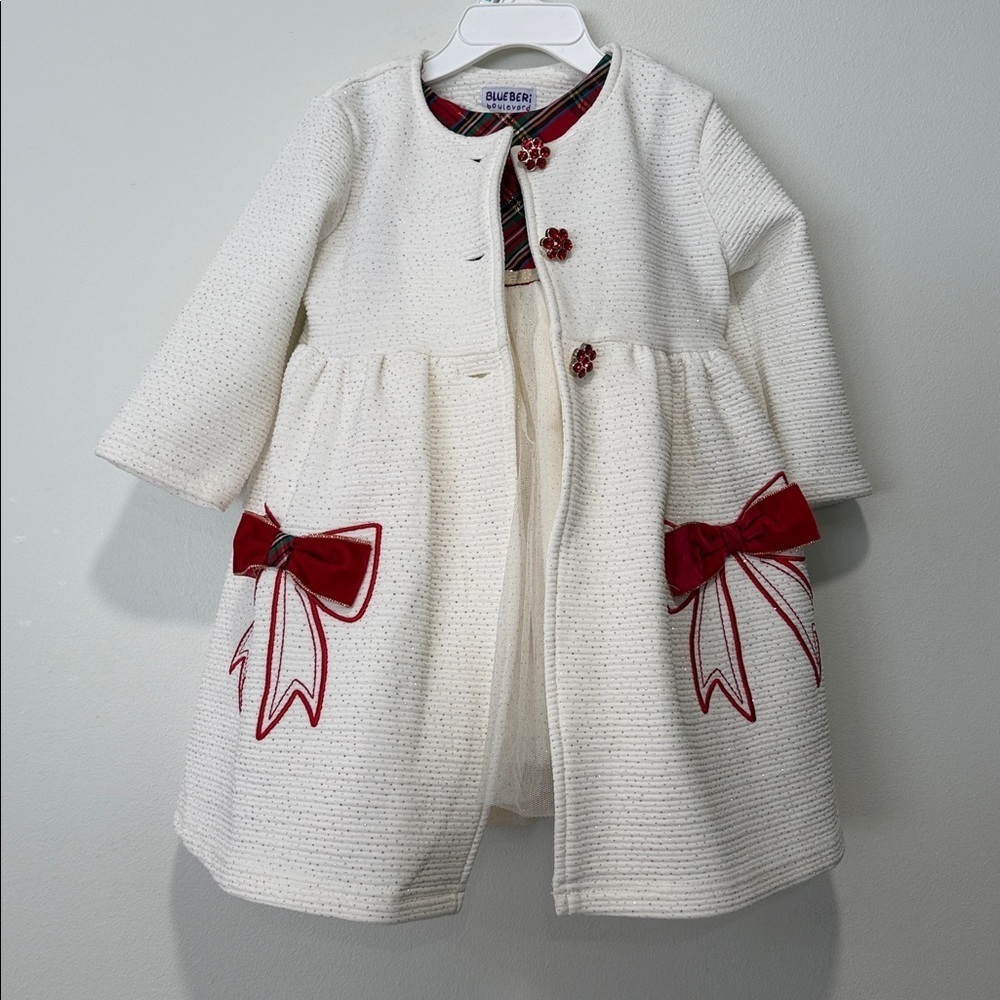 White Coat with Red Bow Accents & Matching Dress - Picture 8 of 8